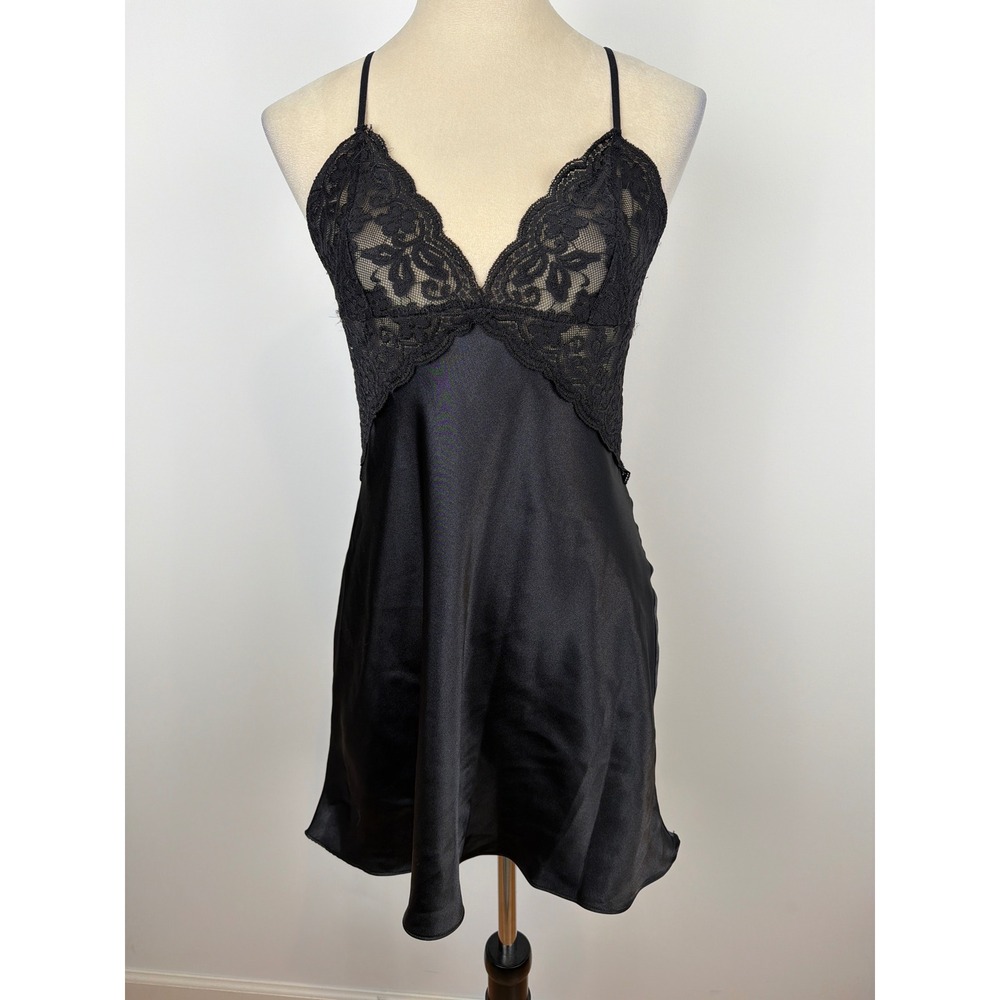 In Bloom by Jonquil Slip Dress Small Black Lace Satin Coquette Going Out Indie